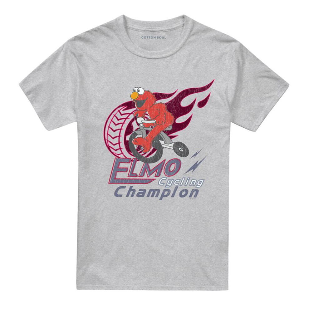 Sesame Street (Xxl, Athletic Heather) Unisex Adult Cycle Champion Elmo T-Shirt Multicoloured
