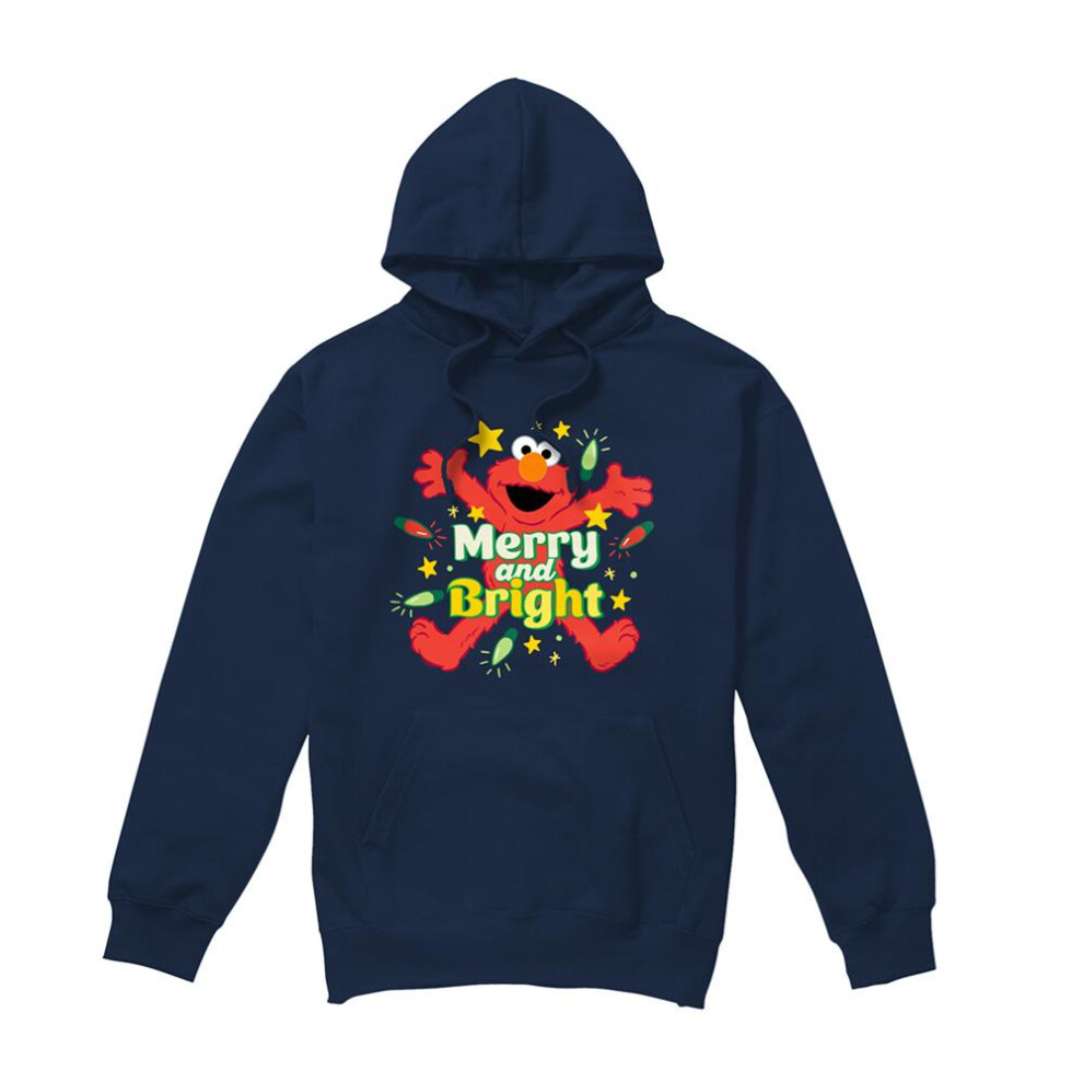 Sesame Street (Xxl, Navy) Unisex Adult Merry And Bright Elmo Christmas Hoodie Blue,Multicoloured