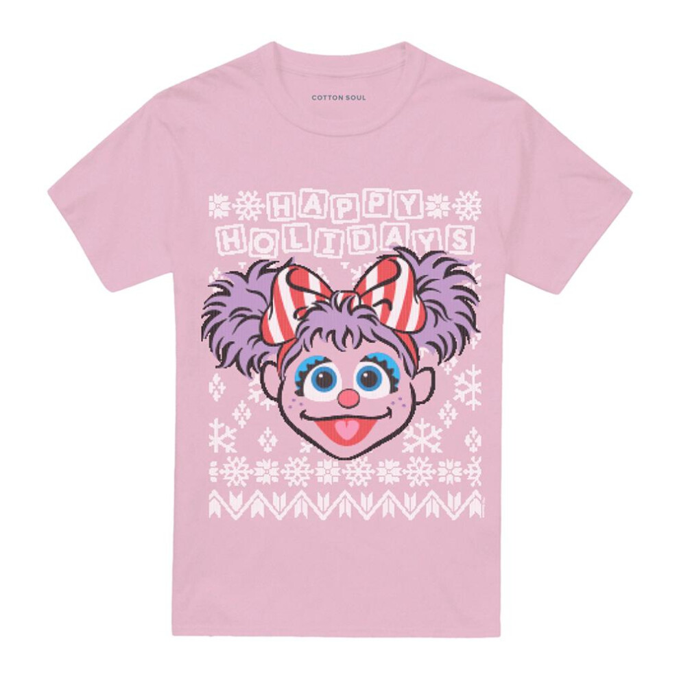 Sesame Street (Xl, ) Unisex Adult Ugly Abby Cadabby Christmas T-Shirt Pink
