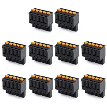 10Pcs Press Spring Type 2EDGKD5.08mm Quick Terminal Solder Free Plug Female Black 5p