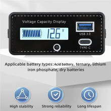 Lead-Acid Lithium LiFePO4 Car Motorcycle Voltmeter Voltage Gauge 8-30V Battery Capacity Indicator with LCD Digital
