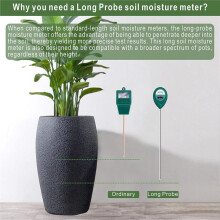 Long Probe Deep Use Soil Moisture Meter, Water Monitor Indicator Sensor, Hygrometer for Outdoor Indoor Large Pot Plants