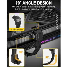 600-W-GPU-Stromverlängerungskabel (12+4 Pins), 16-Pin-Grafikkartenadapterkabel (90 Grad) für 40- und 50-Zoll-Grafikkarten, Standard Schwarz