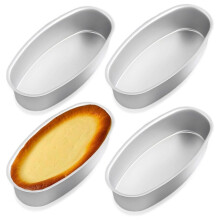 4PCS Oval Cheesecake Pan Non-Stick Breads Loaf Bread Aluminum Oven Baking Cake Pan for Cheesecake Tiramisu Fruitcake
