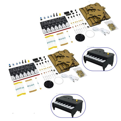 2Set Electronic Keyboard DIY Kit 12 Sound Effects+7 Music LED Lights Supports Graphical Programming DIY Practice Kit