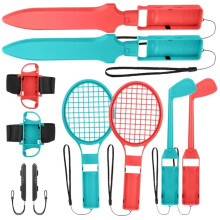 10 in 1 for Sports Accessories Kit with Soccer Leg Strap, Clubs, Tennis Rackets, Swords