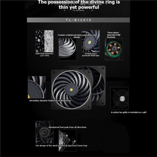 Thermalright Thin Fan Double  Bearings Three Phase Six Pole Motor for Computer Case Cooling Fan