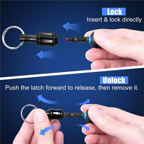 Bit Holder Keychain 2-Pack (6 Per Set),1/4" Hex Shank Quick Release Drill & Screwdriver Bit Holders