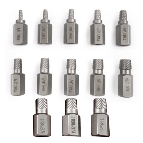 13Pcs Screw Extractor Set for Damaged Screws and Broken Bolts Easy Out Drill Bits