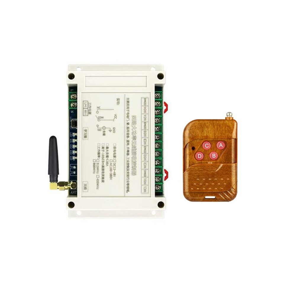 300M Ac100v-400V 4Ch Wireless Remote Control 30A Led Relay Garage Doors Transmitter+Receiver 433Mhz Light 4712966123452