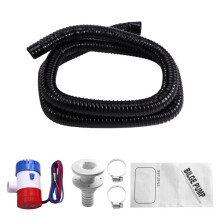 12v 1100GPH Boat Bilge Water Pump, 1-1/8 Inch Dia Boat Bilge Pump Hose Kit, 6.5 FT Kink-Free PVC Hose, 2 Clamps