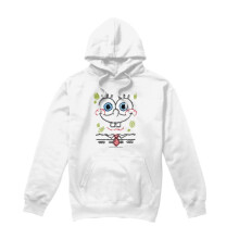 (S, White) SpongeBob SquarePants Mens Scribble Smile Hoodie