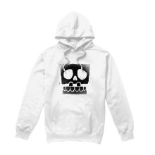 (L, White) SpongeBob SquarePants Mens Skull Spray Hoodie