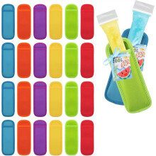 24 Pcs Vibrant Holders for Kids - Reusable Ice- Sleeves Bulk, Summer Gifts for Pool Party Favors