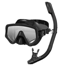 Adult Snorkeling Mask and Snorkel Set, Tempered Glass, Full Dry Snorkel, Professional Panoramic Snorkeling Gear