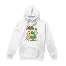 (M, White) SpongeBob SquarePants Mens Decorating Christmas Tree Hoodie