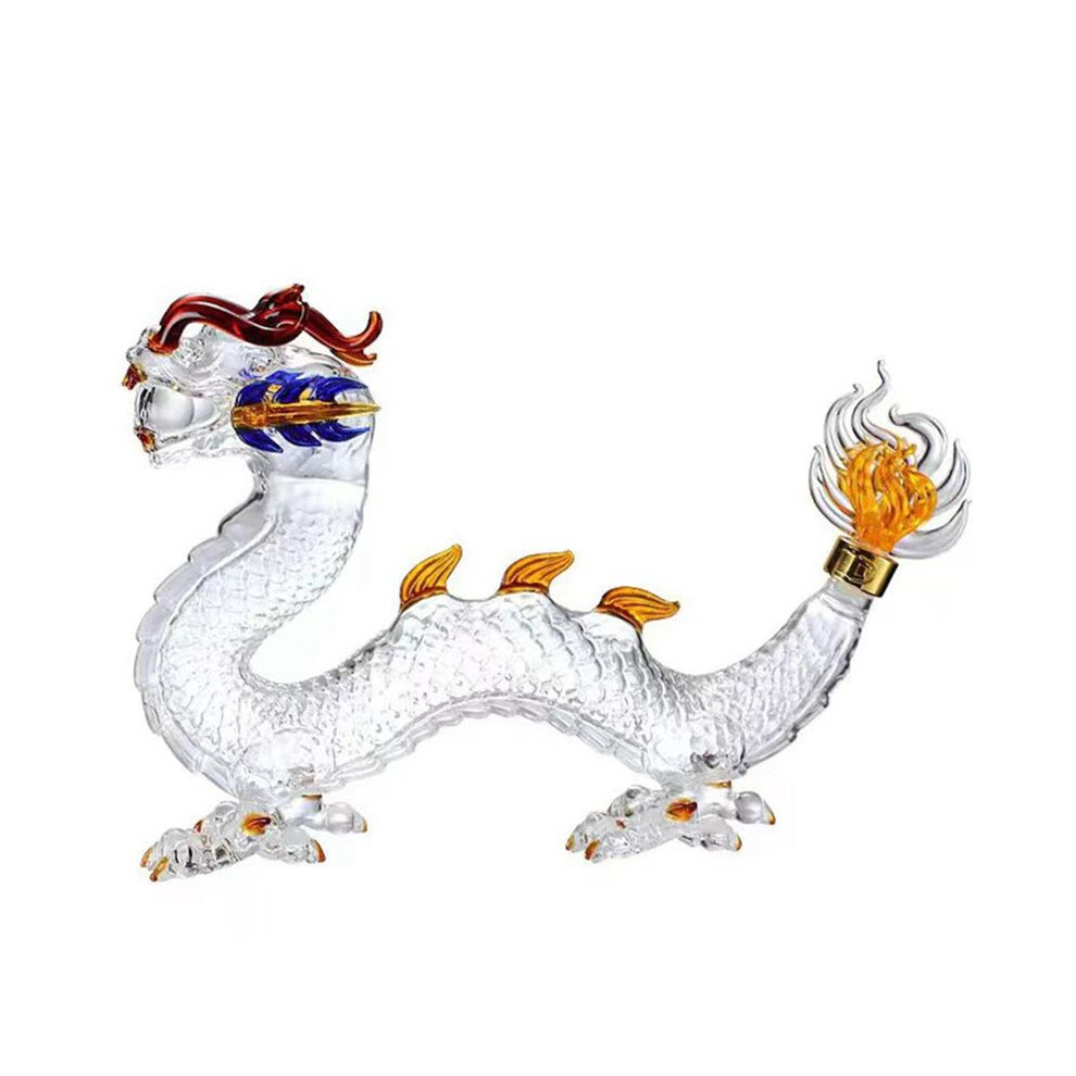 Semoic Wine Bottle Oriental Dragon-Glass Whisky Bottle Handmade Festival Table Decoration Wine Decanter Art Statue
