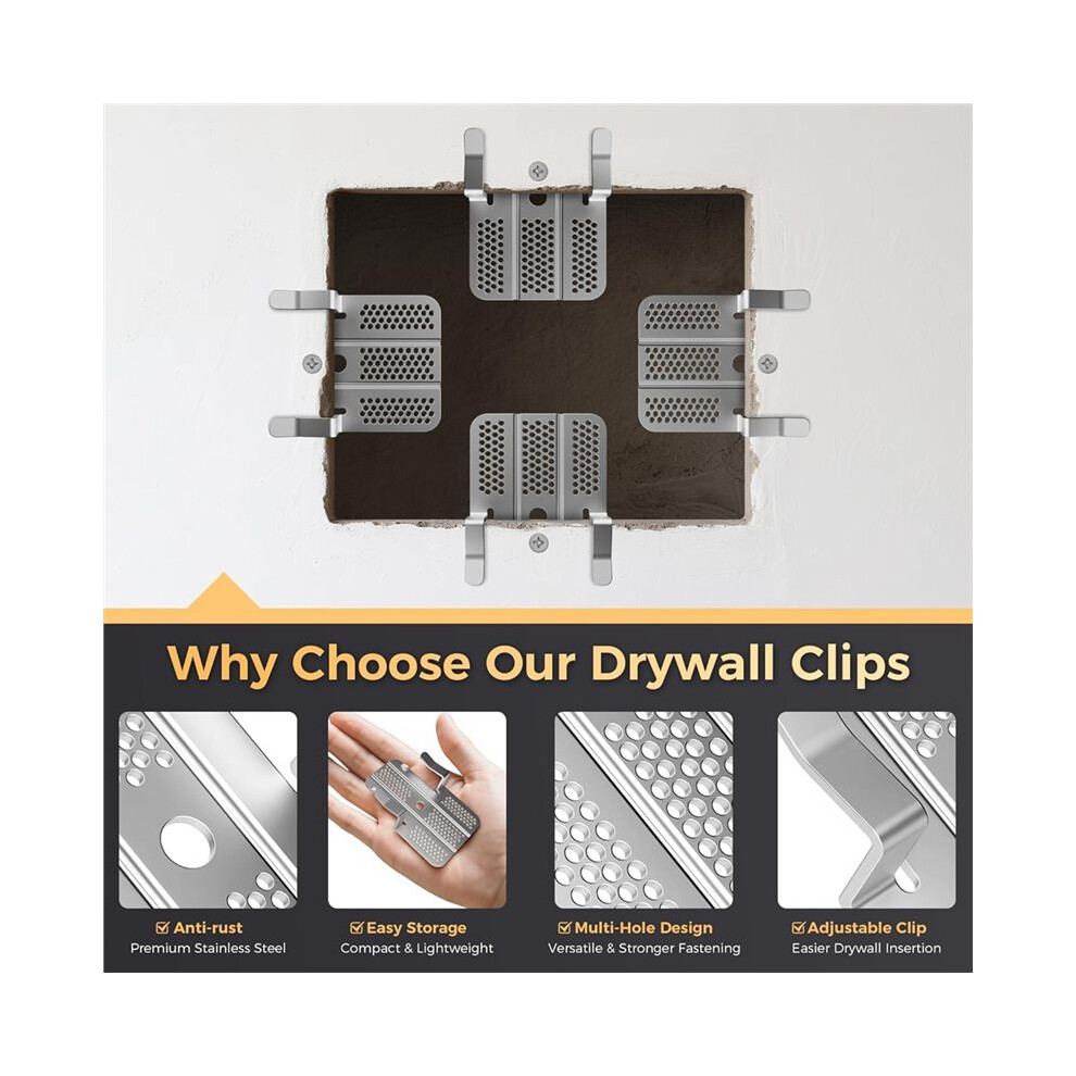 Drywall Repair Clips,Easy Install,Professional Hole Repair Patch Kit For Wall And Sheetrock, Strong Metal Backing Clips 6031679562142