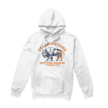 (M, White) Yellowstone Mens Dutton Ranch Buffalo Hoodie