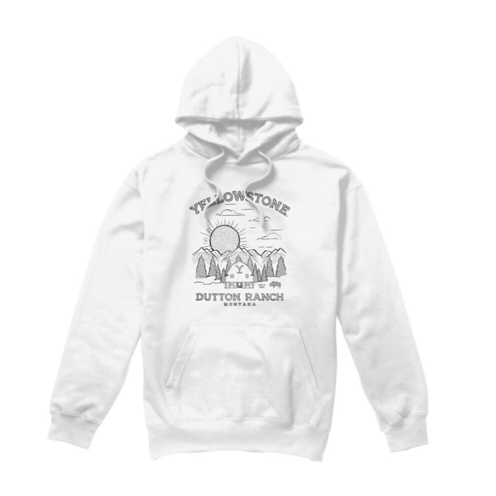 Yellowstone (Xl, White) Mens Dutton Ranch Sunrise Hoodie