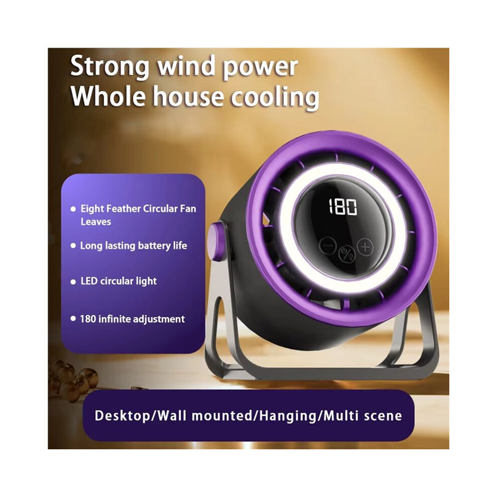 Desktop Bladeless Fan, Usb Rechargeable Quiet Turbo Air Circulator With Ambient 100-Speed Adjustable Light 6033228978619