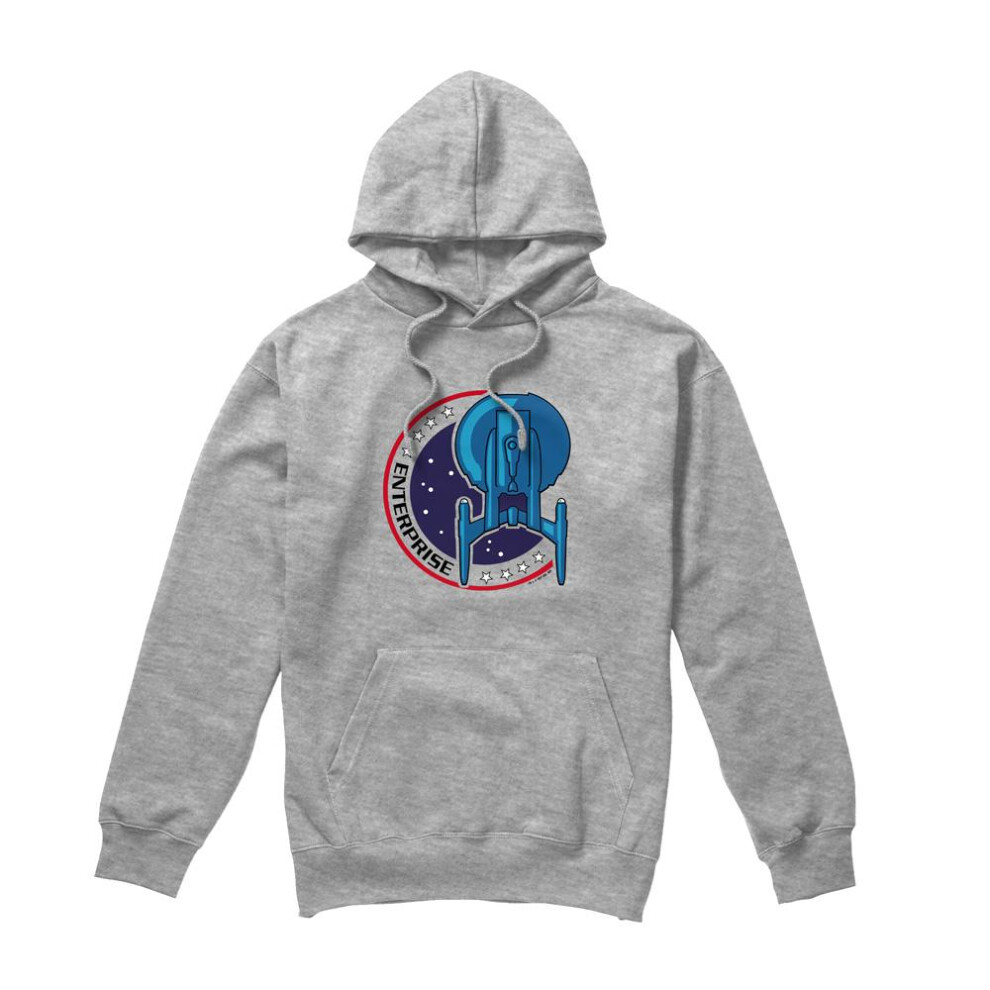 Star Trek (Xl, Sport Heather) Mens Enterprise Patch Hoodie Multicoloured
