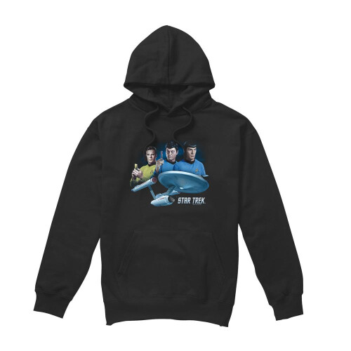 Star Trek (S, Black) Star Trek Mens Main Three Hoodie