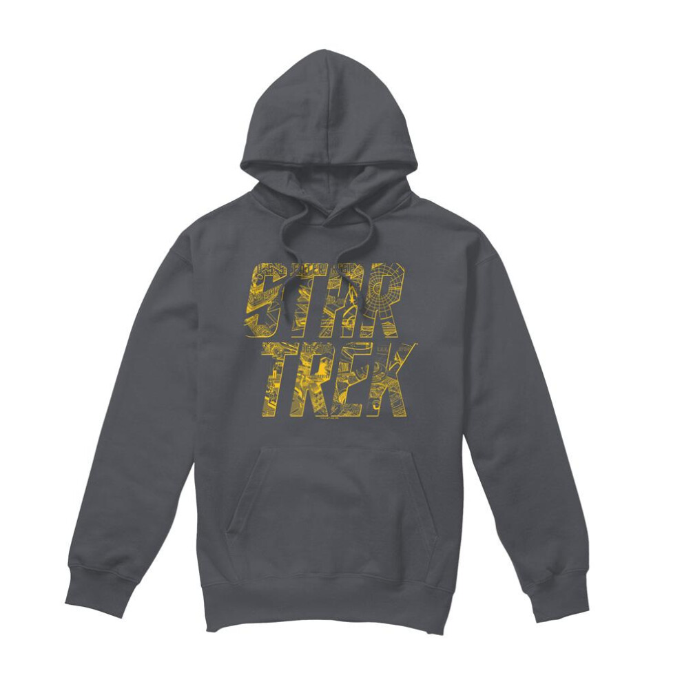 Star Trek (L, Charcoal) Mens Schematic Logo Hoodie Multicoloured
