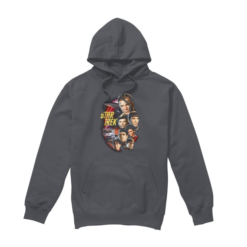 Star Trek (Xxl, Charcoal) Mens Classic Crew Hoodie Multicoloured