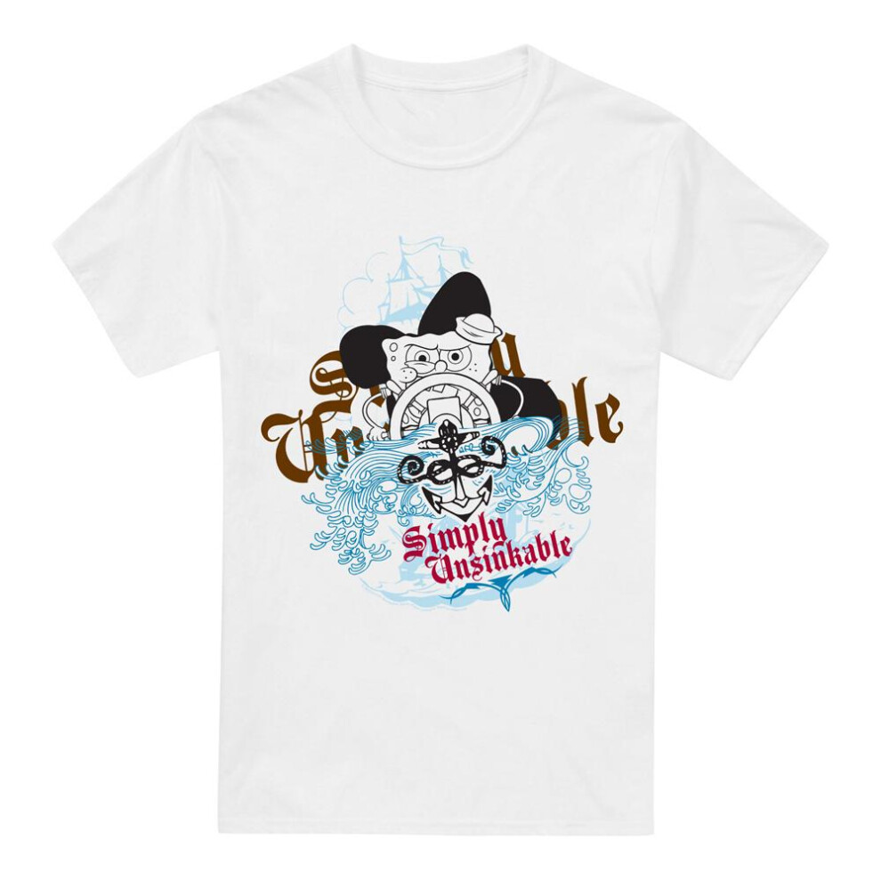 Spongebob Squarepants (Xxl, ) Mens Simply Unsinkable T-Shirt White