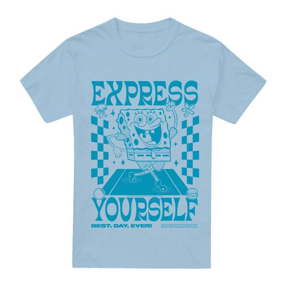 Spongebob Squarepants (Xl, Light Blue) Mens Express Yourself Poster T-Shirt