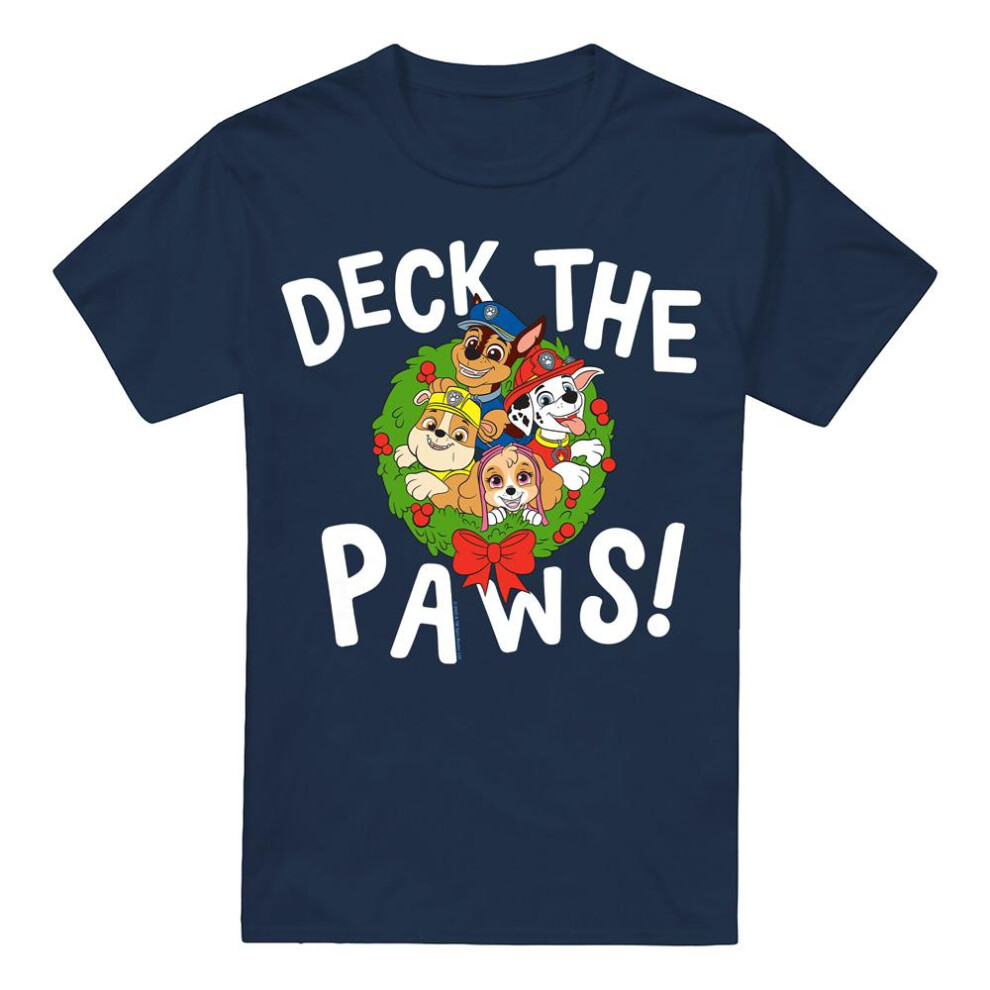 Paw Patrol (L, Navy) Mens Deck The Paws Christmas T-Shirt Blue,Multicoloured