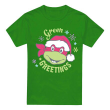 (3XL, Kelly Green) Teenage Mutant Ninja Turtles Mens Green Greetings For Christmas T-Shirt