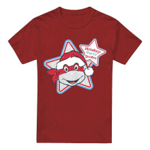 (S, Cardinal) Teenage Mutant Ninja Turtles Mens Holiday Party Dudes Christmas T-Shirt
