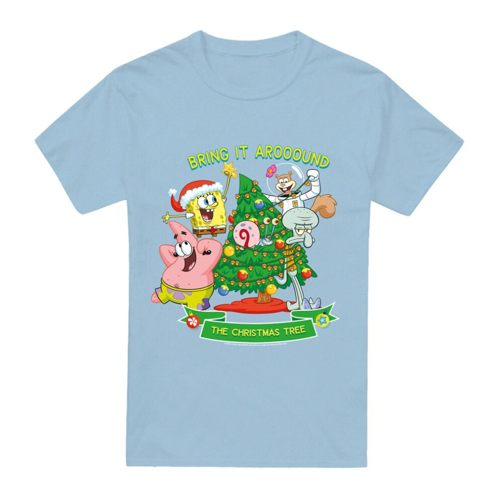 Spongebob Squarepants (Xxl, Light Blue) Mens Aroooound The Christmas Tree Patrick Star T-Shirt