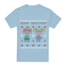 (XXL, Light Blue) Rugrats Mens Merry Ugly Chucky & Angelica Christmas Jumper T-Shirt