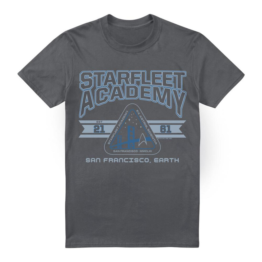 Star Trek (Xl, Charcoal) Mens Starfleet Academy Earth T-Shirt Multicoloured