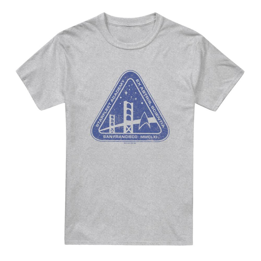 Star Trek (S, Sport Heather) Mens Distressed Logo T-Shirt Multicoloured
