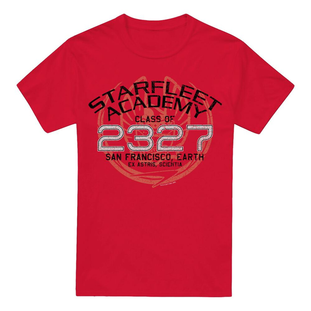 Star Trek (L, ) Mens Graduation Jean-Luc Picard T-Shirt Red
