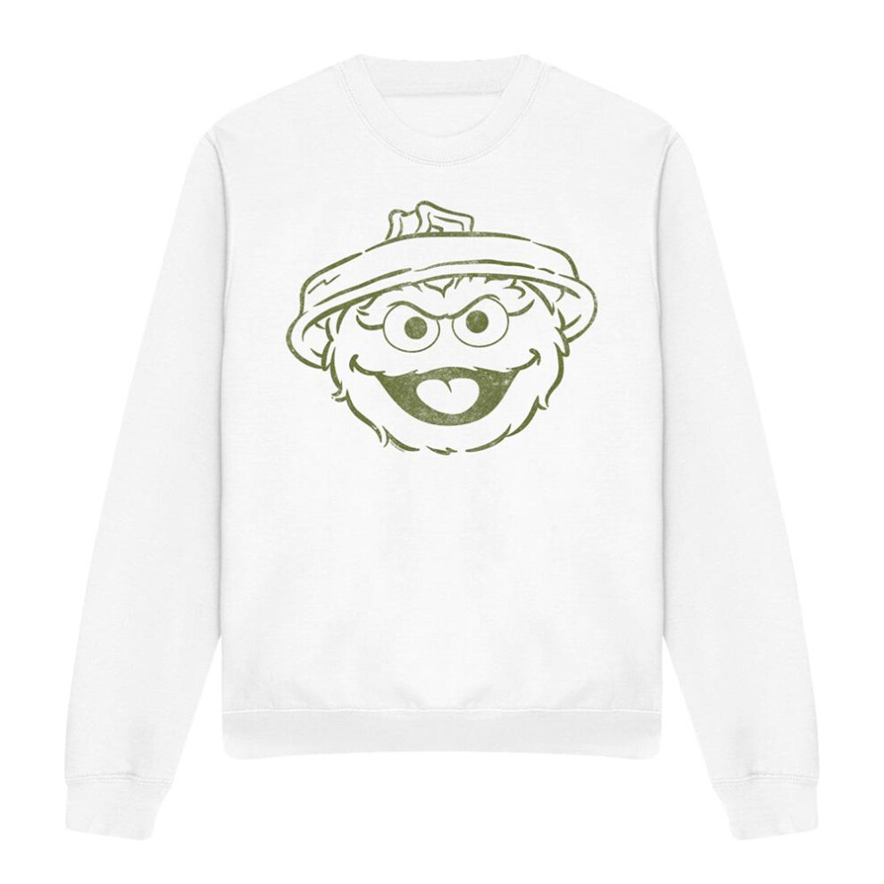 Sesame Street (Xl, ) Unisex Adult Oscar The Grouch Mono Sweatshirt White