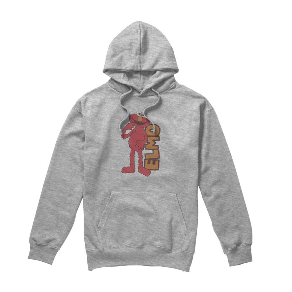 Sesame Street (Xxl, Athletic Heather) Unisex Adult Elmo Vintage Heather Hoodie Multicoloured