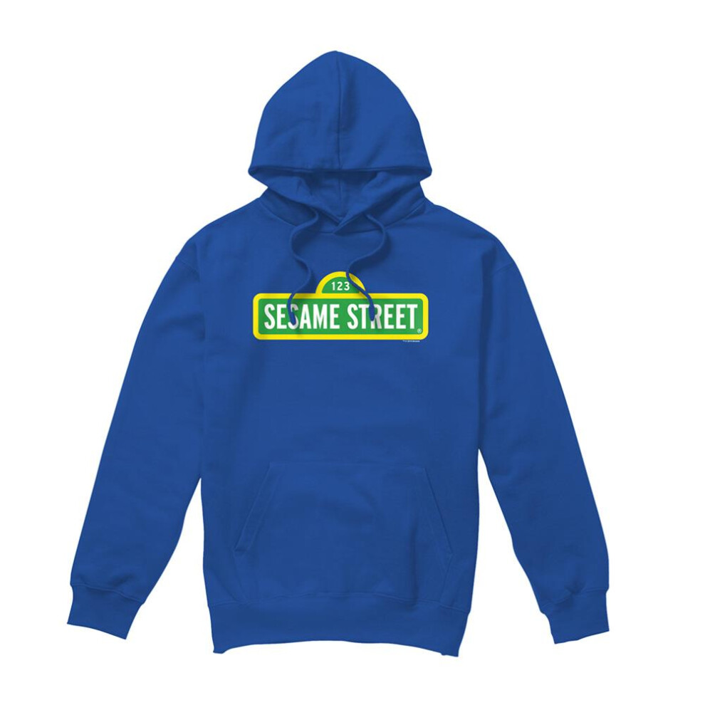 Sesame Street (L, Royal ) Unisex Adult Logo Hoodie Blue