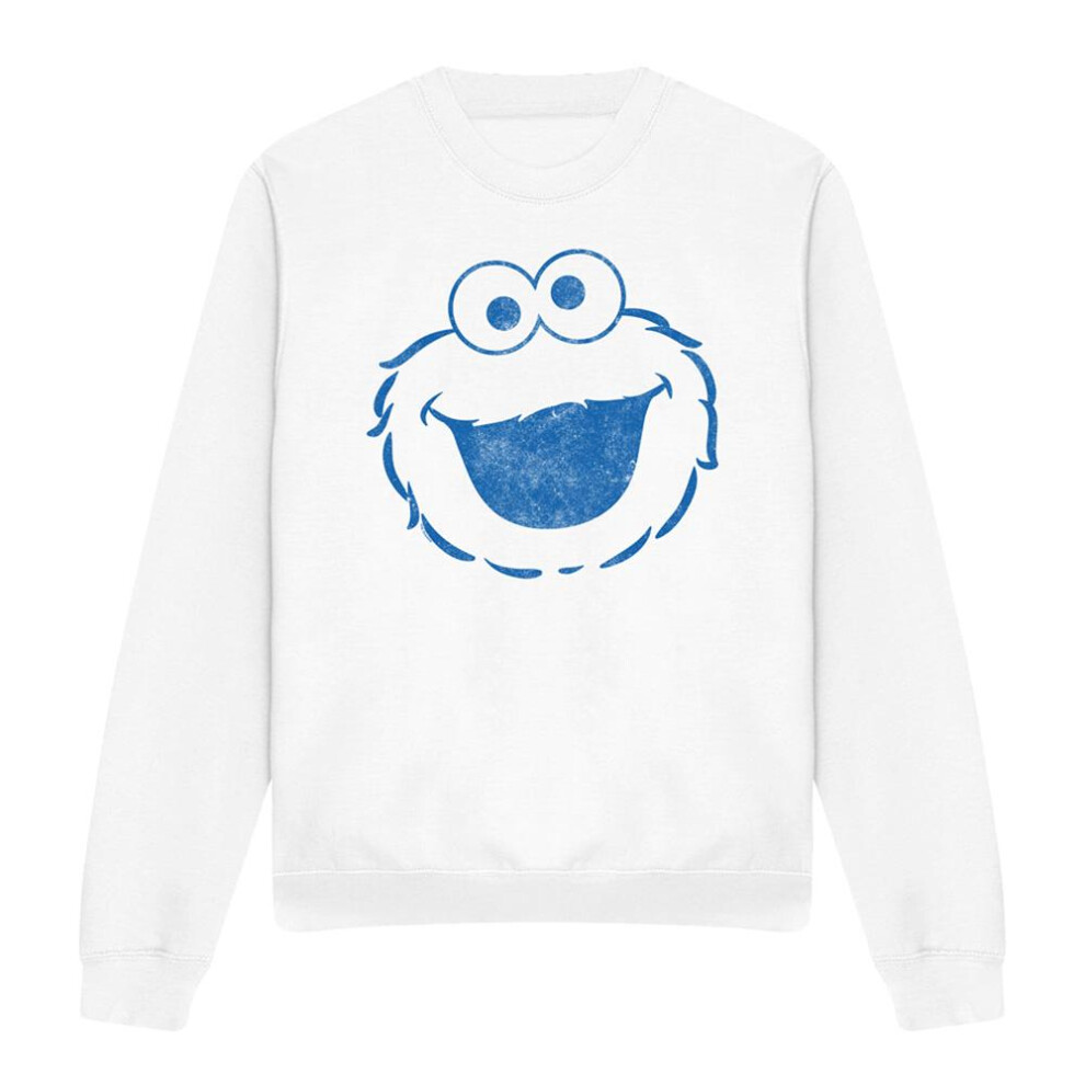 Sesame Street (Xxl, ) Unisex Adult Cookie Monster Mono Sweatshirt White