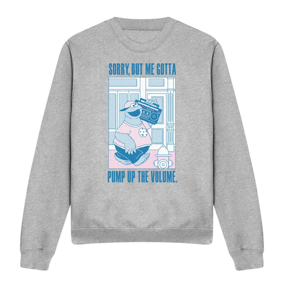 Sesame Street (L, Athletic) Unisex Adult Cookie Monster Heather Sweatshirt Multicoloured