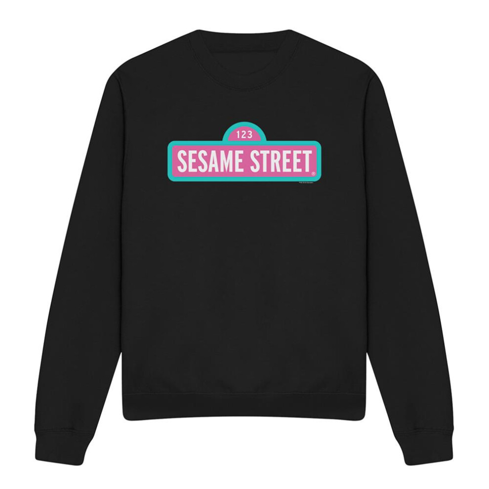 Sesame Street (Xxl, ) Unisex Adult Alt Logo Sweatshirt Black