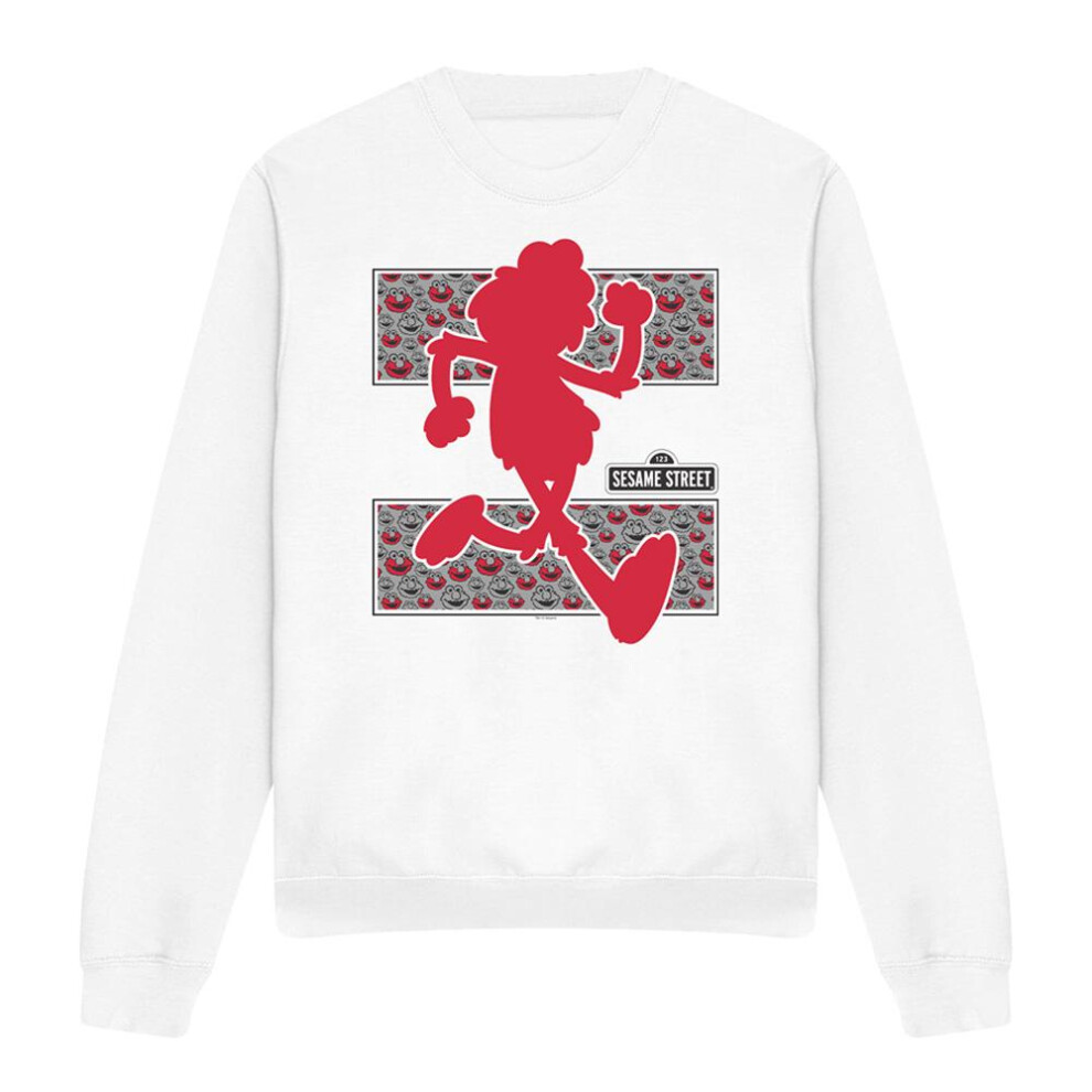 Sesame Street (S, ) Unisex Adult Elmo Running Sweatshirt White