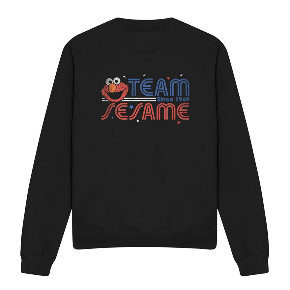 Sesame Street (Xl, ) Unisex Adult Team Elmo Sweatshirt Black