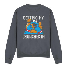 (L, Charcoal) Sesame Street Unisex Adult My Crunches Cookie Monster Sweatshirt