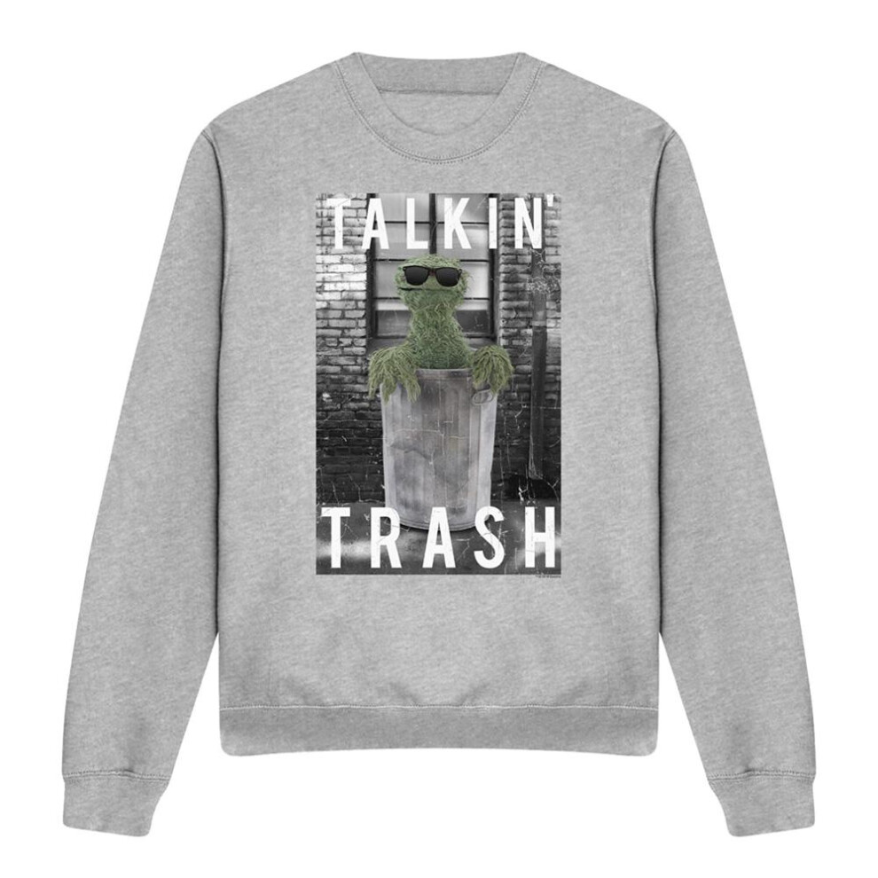 Sesame Street (L, Athletic Heather) Unisex Adult Talkin Trash Sweatshirt Multicoloured
