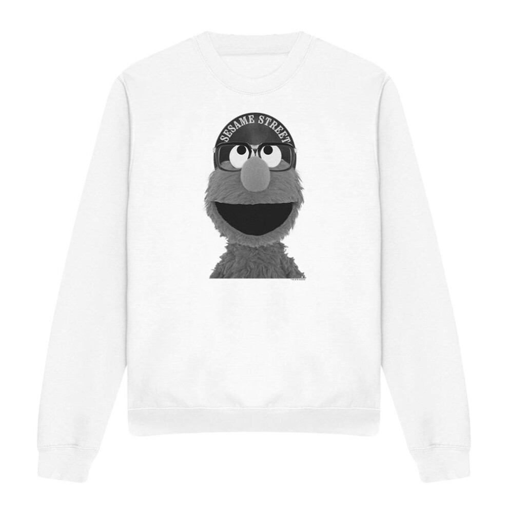 Sesame Street (M, ) Unisex Adult Lee Elmo Sweatshirt White